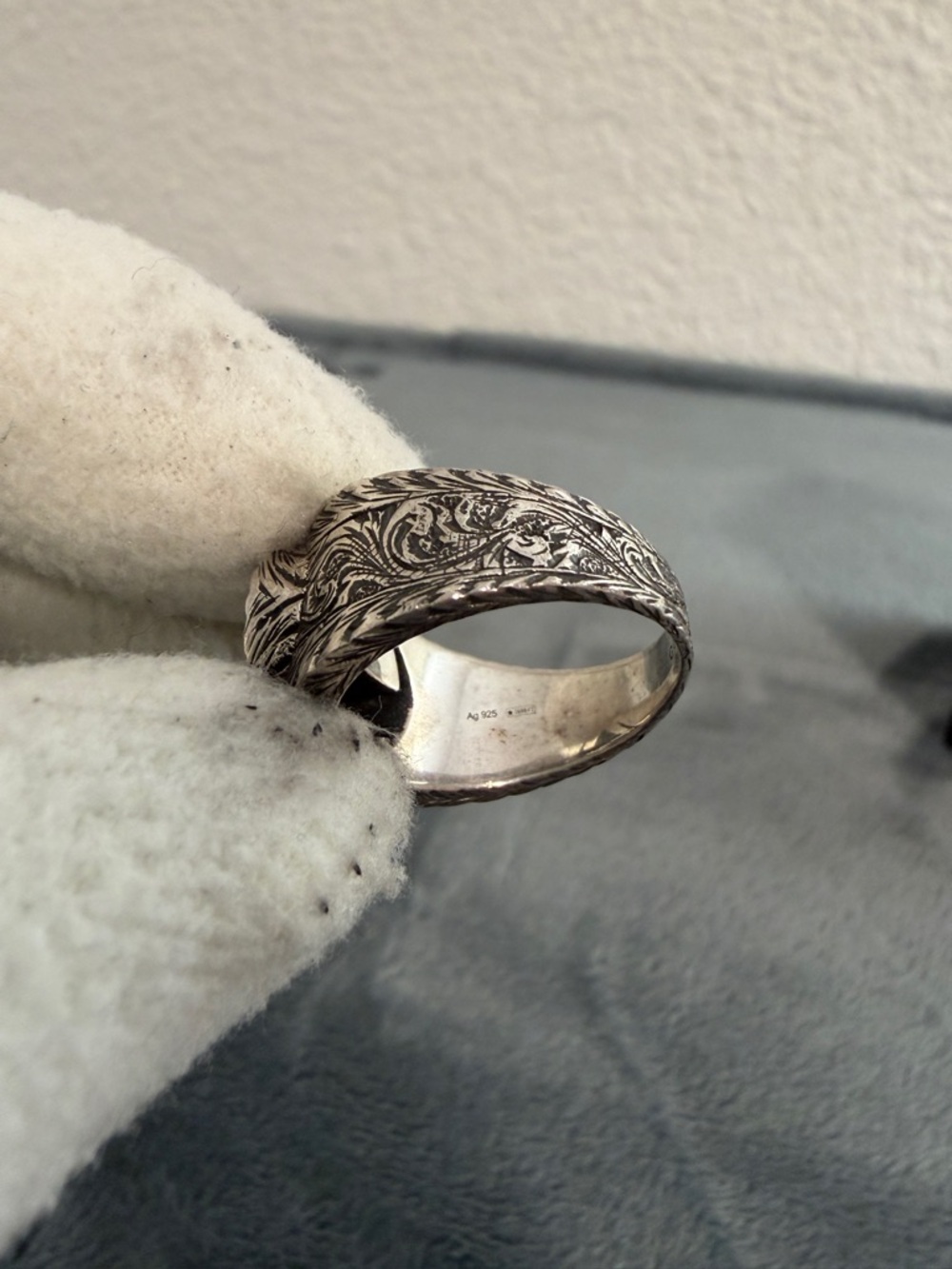 Brand New Gucci Interlocking G Arabesque Silver 925 Ring Sz 24 (US 10.75) - Picture 6 of 9